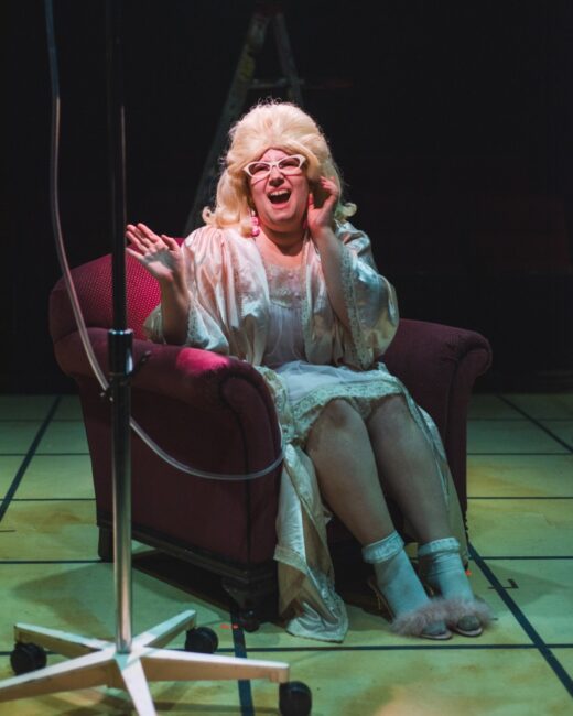 Emma Shannon as Vera Carp in A Tuna Christmas at Spotlighters Theatre 📷 Matthew Peterson