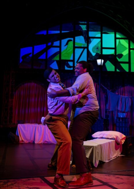 Manny Rimmer (left) as Alex and Latrelle Jamez (right) as Bruce in Shakespeare In Harlem at Chesapeake Shakespeare Company 📷 Kiirstn Pagan Photography