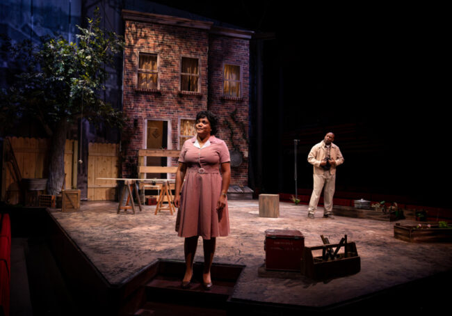 Lolita Marie (left) as rose and Dejeanette Horne (right) as Troy Maxson in Fences at Chesapeake Shakespeare Company’s Fences 📷 Kiirstn Pagan Photography