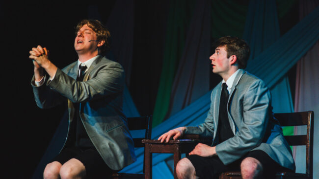 Stanley Evans (left) as Moritz and Jesse Hutchinson (right) as Melchior in Spring Awakening at Tidewater Players 📷 Machpe Photography
