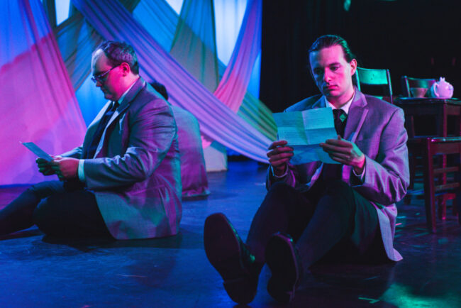 Daniel Michel (left) as Georg and Pyrrah Meadows (right) as Hanschen in Spring Awakening at Tidewater Players 📷 Machpe Photography