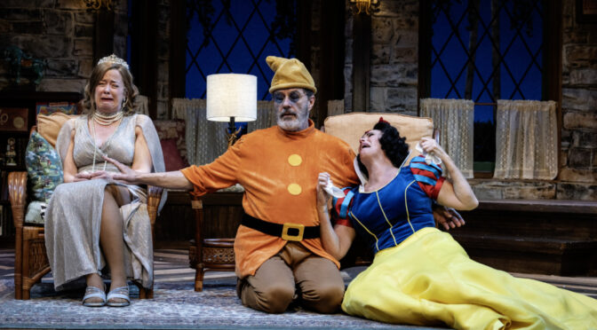 Megan Anderson (left) as Sonia, with Bruce Randolph Nelson (middle) as Vanya, and Beth Hylton (right) as Masha in Vanya and Sonia and Masha and Spike at Everyman Theatre 📷 Teresa Castracane Photography
