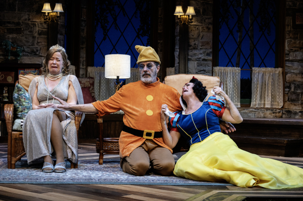 Megan Anderson (left) as Sonia, with Bruce Randolph Nelson (middle) as Vanya, and Beth Hylton (right) as Masha in Vanya and Sonia and Masha and Spike at Everyman Theatre 📷 Teresa Castracane Photography