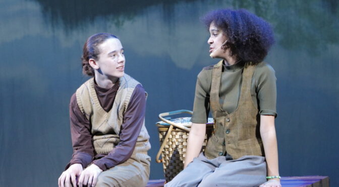 Brayden Katzenberger (left) as Toad and Amelia Trageser Campbell (right) as Frog in A Year With Frog and Toad at Children's Playhouse of Maryland 📷 Kelly Carlson