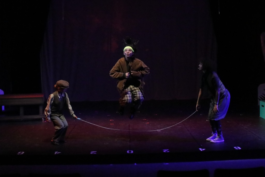 (L to R) Abigail Heer as Young Frog, Osiris Gijon as Terrible Frog, and Amelia Trageser Campbell as Frog in A Year With Frog and Toad at Children's Playhouse of Maryland 📷 Kelly Carlson
