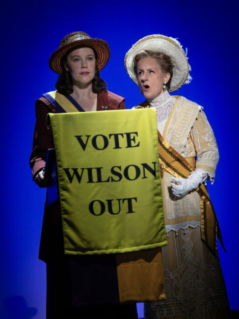 Maya Keleher (left) as Alice Paul and Marya Grandy (right) as Carrie Chapman Catt in Suffs 📷 Joan Marcus