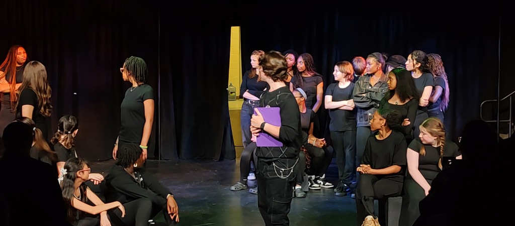 Nathaniel Nicholls (center) and the cast of Shakespeare Bites at Apex Arts