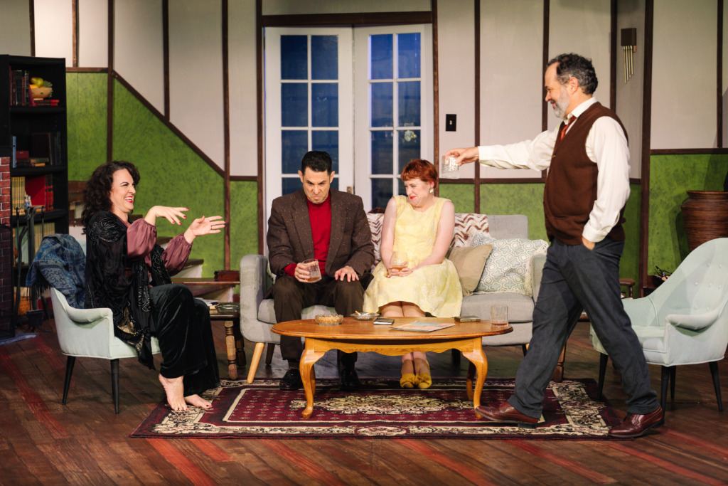 (L to R) Gillian Shelly as Martha, Steven Todd Smith as Nick, Maureen O'Neal as Honey, and Aaron Angelo as George in Who's Afraid of Virginia Woolf at Ardeo Theatre Company 📷Michael Mason Studios