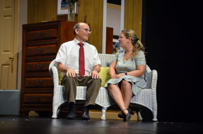 Matthew J. Murray (left) and Aparna Sri (right) in Return Engagements at Bowie Community Theatre đź“· Reed Sigmon