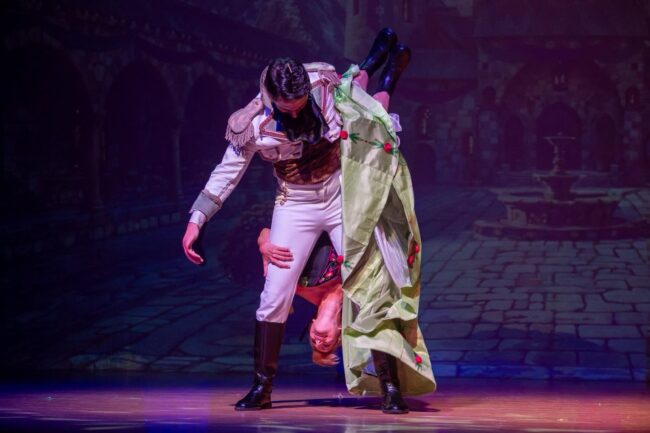 Kenny Alam (left) as Hans and Alyson Kaiser (right) as Anna in Disney's Frozen at Glyndon Area Players