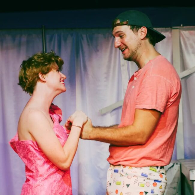 Maureen O'Neal (left) as Hero and Jake Urtes (right) as Claudio in Much Ado About Nothing at Ardeo Theatre Company 📷 Sam White