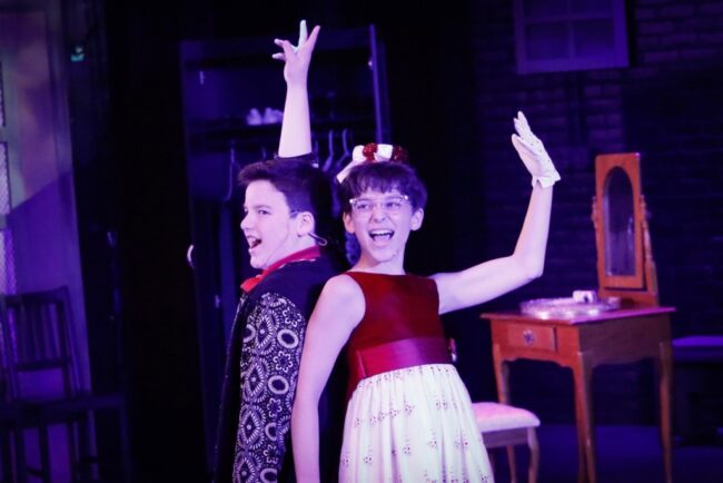 Luke DiBello (left) as Billy and Noah Frieman (right) as Michael in Billy Elliot at Children's Playhouse of Maryland đˇ Kelly Carlson