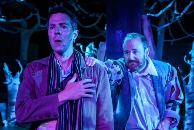 Jeremy Myers (left) as Baker and Bill Dennison (right) as Mysterious Man in Into The Woods at Maryland Ensemble Theatre 📷 Alan Kayanan