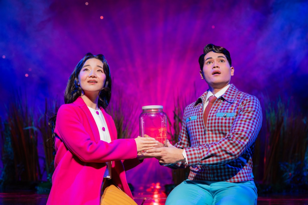 Claire Kwon (left) as Claire and Steven Huynh (right) as Oliver in the North American National Tour of Maybe Happy Ending đ· Evan Zimmerman