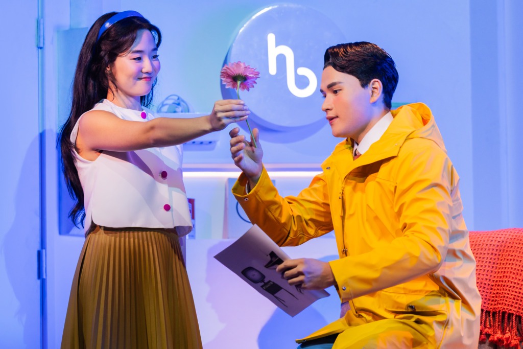 Claire Kwon (left) as Claire and Steve Huynh (right) as Oliver in the North American National Tour of Maybe Happy Ending đ· Evan Zimmerman